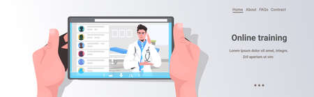 male doctor in smartphone screen online medical consultation healthcare medicine conceptのイラスト素材