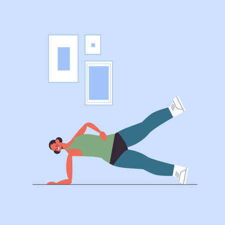 sportswoman doing fitness exercises girl having workout cardio training healthy lifestyle home sportのイラスト素材