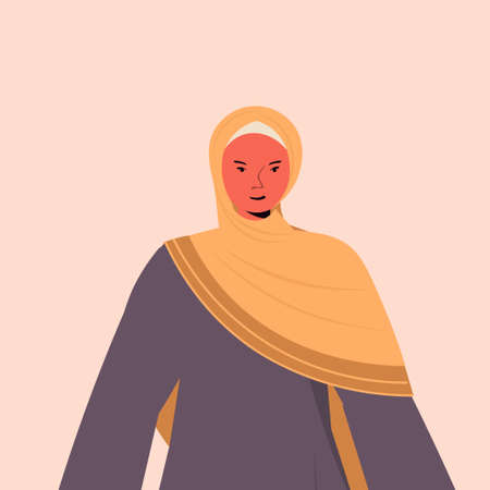arabic woman in traditional clothes arab female cartoon character portraitのイラスト素材