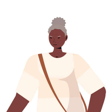 old african american woman in casual trendy clothes senior female cartoon characterのイラスト素材