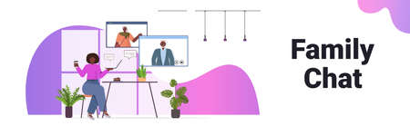 woman having virtual meeting with senior parents video call family chat online communicationのイラスト素材