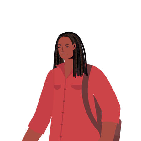 young woman in casual trendy clothes african american female cartoon character portrait vector...