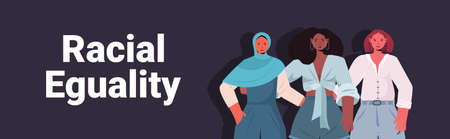 mix race women with different skin color standing togethr racial equality feminism tolerance art
