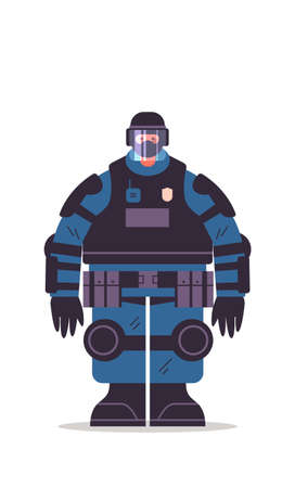 policeman in full tactical gear riot police officer protesters and demonstrations control conceptのイラスト素材