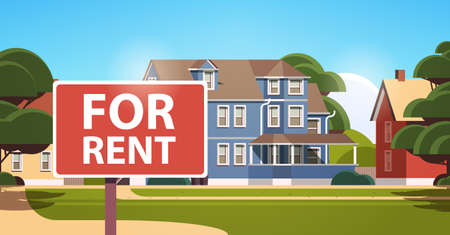 modern town house exterior real estate rent sign urban building facade horizontalのイラスト素材