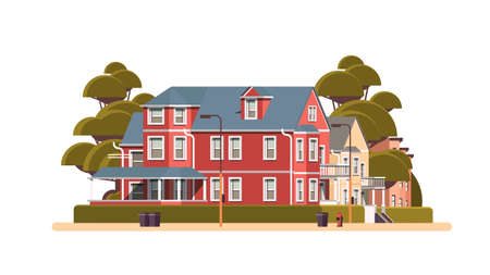 modern town house exterior urban building facade horizontal isolatedのイラスト素材