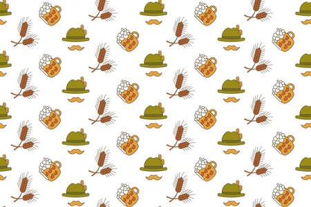 beer festival Oktoberfest party celebration concept seamless pattern greeting cardのイラスト素材