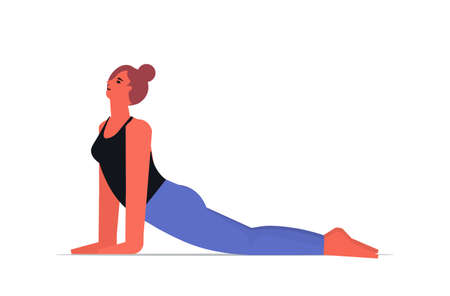 woman doing yoga exercise fitness training healthy lifestyle concept girl working outのイラスト素材