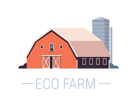 farm building house organic eco farming agriculture conceptのイラスト素材