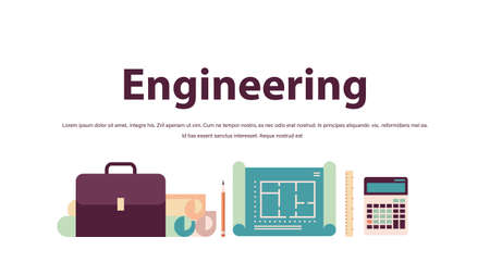 different engineering tools icons set construction of buildings conceptのイラスト素材