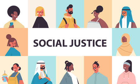 srt mix race people avatars racial equality social justice stop discrimination concept