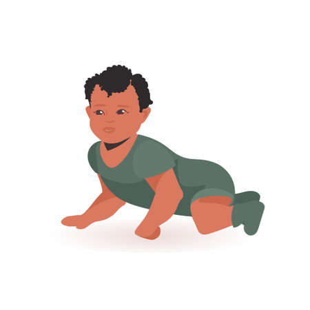 cute little child playing baby boy male cartoon character full length isolatedのイラスト素材