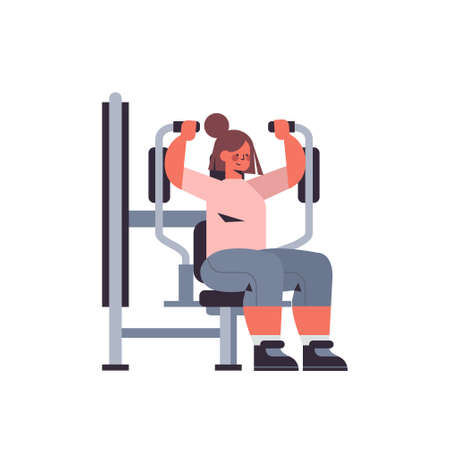 sportswoman exercising on training apparatus girl doing physical exercises working out in gym healthy lifestyleのイラスト素材