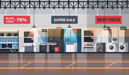 empty no people electronics market black friday big sale promotion discount shopping conceptのイラスト素材