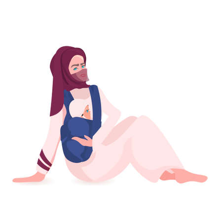 arab mother playing with newborn baby happy family spending time together motherhood conceptのイラスト素材