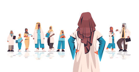 team of medical professionals arabic doctors in uniform working together medicine healthcare conceptのイラスト素材
