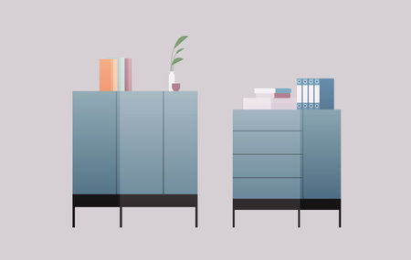 office interior furniture elements horizontal flatのイラスト素材