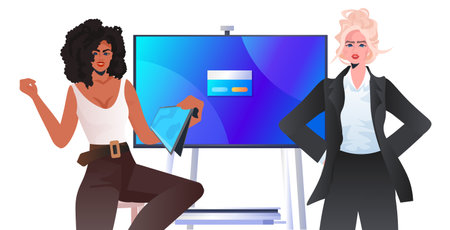 mix race business women working together in office presentation teamwork conceptのイラスト素材