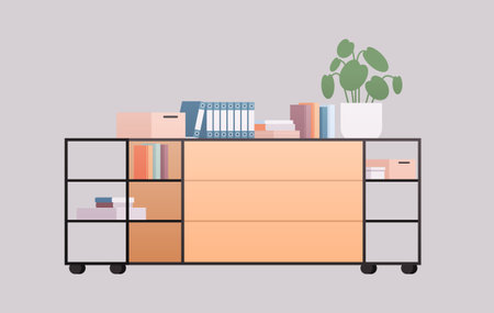 office interior furniture elements horizontal flatのイラスト素材