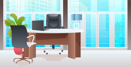 coworking center modern cabinet interior office room with furniture horizontalのイラスト素材