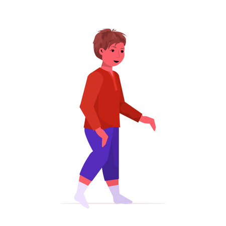 beautiful brown hair girl cute child standing pose female cartoon character full lengthのイラスト素材