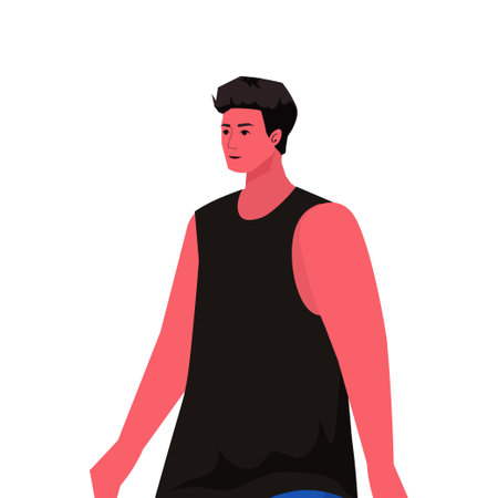 young man in casual trendy clothes male cartoon character portraitのイラスト素材