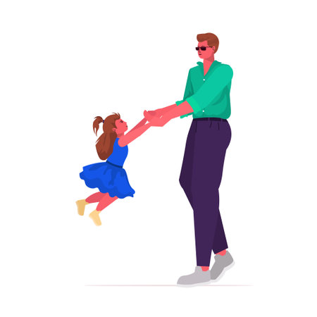 young father playing with little daughter parenting fatherhood concept dad spending time with his kidのイラスト素材