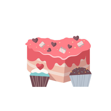 cupcakes and sweet cake valentines day celebration concept greeting card banner invitation poster