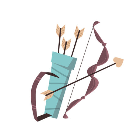 cupid weapons set bow and arrows with heart valentines day celebration concept greeting card bannerのイラスト素材