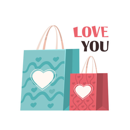 colorful purchases seasonal shopping sale valentines day celebration concept greeting card banner invitationのイラスト素材