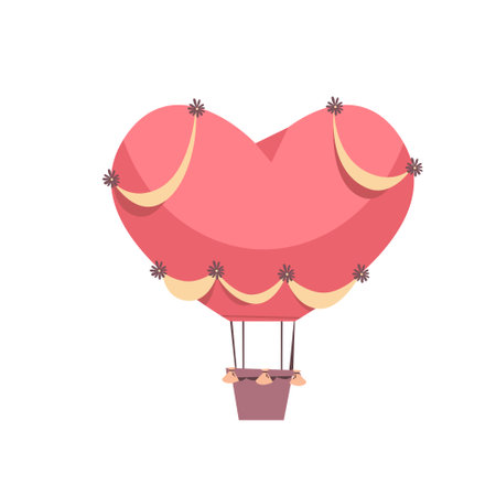 pink air balloon in shape of heart valentines day celebration concept greeting card banner invitation posterのイラスト素材