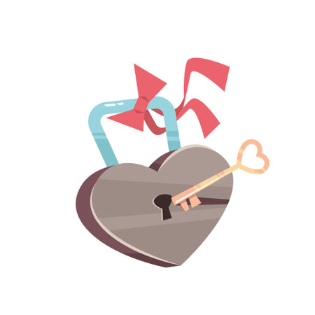 key and padlock with heart valentines day celebration concept greeting card banner invitation posterのイラスト素材