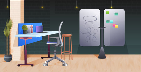 modern cabinet interior office room with furniture horizontalのイラスト素材