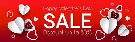 happy valentines day discount special holiday sale concept banner flyer or greeting card horizontalのイラスト素材