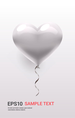 valentines day celebration love banner flyer or greeting card with ait balloon in heart shape verticalのイラスト素材
