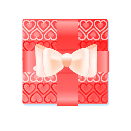 wrapped gift box with bow valentines day celebration love banner flyer or greeting cardのイラスト素材
