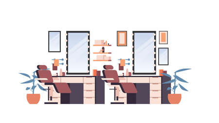 modern barbershop empty no people beauty salon interior horizontal isolatedのイラスト素材