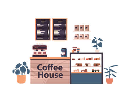 coffee shop counter modern coffee house interiorのイラスト素材