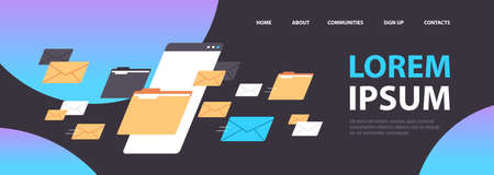 folders mail envelopes cloud internet data file icon documents browser window copy spaceのイラスト素材