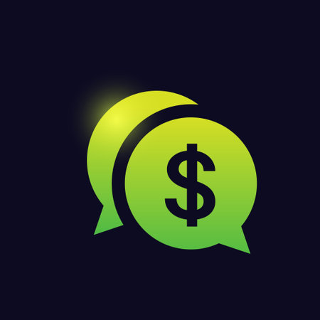 chat bubble with dollar sign speech communication glowing neon icon banking icons for ui and ux website or mobile appのイラスト素材