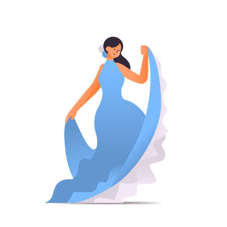 female dancer dressed in eastern style sport girl doing dancing exercises isolatedのイラスト素材