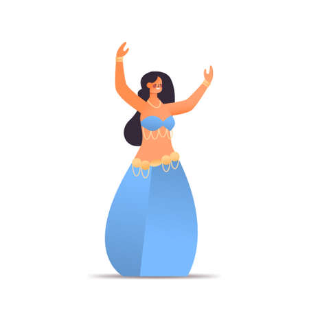 female dancer dressed in eastern style sport girl doing dancing exercises isolated full lengthのイラスト素材