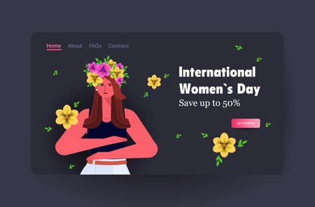 young girl celebrating international womens day 8 march holiday celebration concept sale bannerのイラスト素材