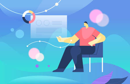 businessman analyzing statistical information on charts and graphs data analysis process digital marketingのイラスト素材