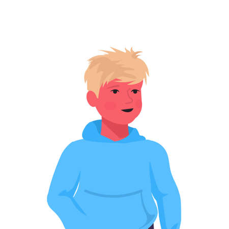 beautiful little boy cute child avatar chilhood concept male cartoon character portrait vector illustrationのイラスト素材