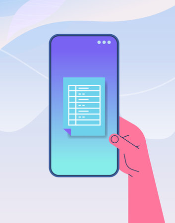 human hand using mobile app online data statistics remote business control on smartphone screenのイラスト素材