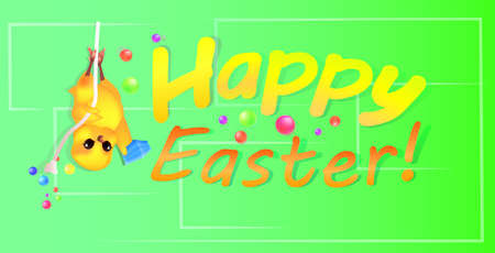 cute chick with medical mask happy easter holiday celebration banner flyer or greeting cardのイラスト素材