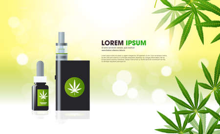 marijuana liquid for vaping vape cannabis oil vaporizer e-cigarette CBD vaping concept copy space...