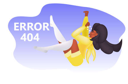 attractive african american with internet connection problem 404 page not found concept website...