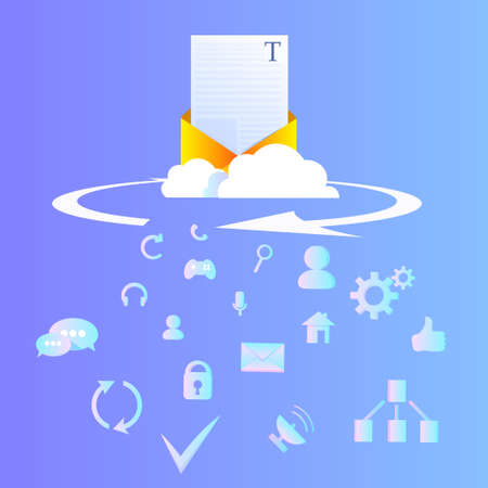 envelope with letter online computer app social media communication conceptのイラスト素材